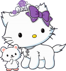 Hello Kitty avec un noeud violet et une couronne