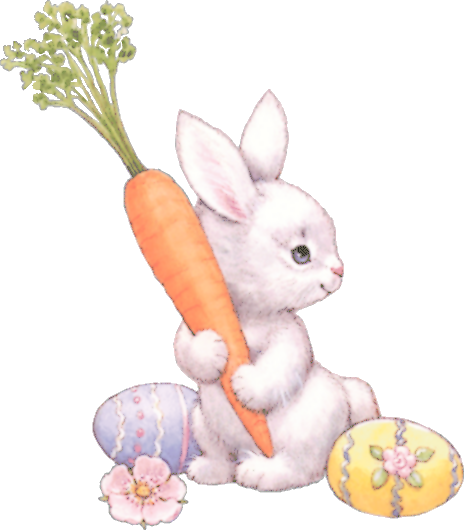 lapin avec une carotte et des oeufs