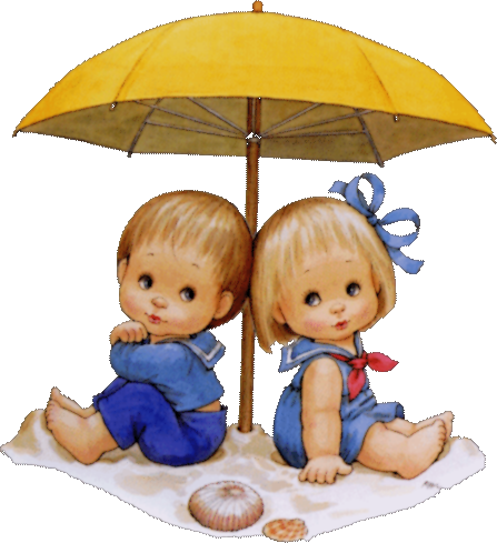 enfants sous un parasol 80