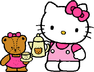 Hello Kitty déjeune avec son ours