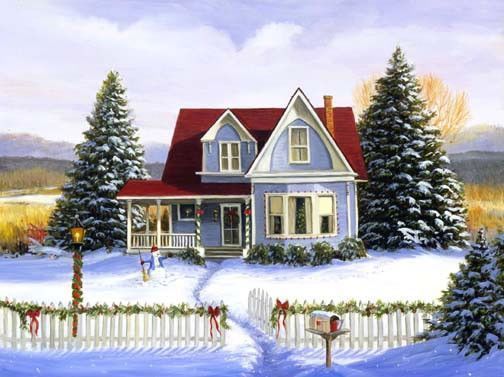 Belle maison en hiver  Noël