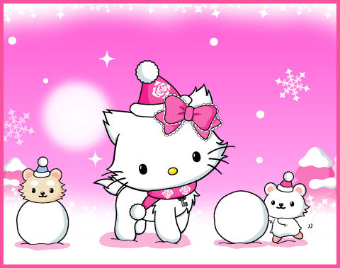 Hello Kitty à la neige à Noël