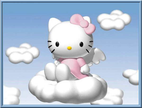 Hello kitty sur un nuage 