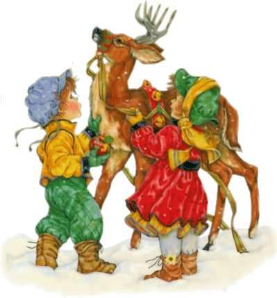 enfants avec un renne