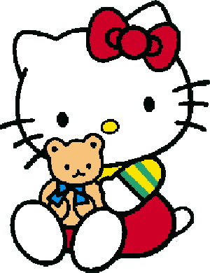 Hello Kitty avec son ours dans les bras
