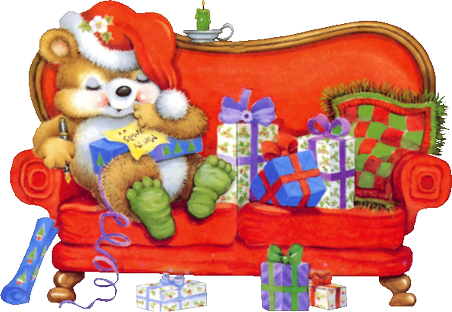 ours endormi avec des cadeaux