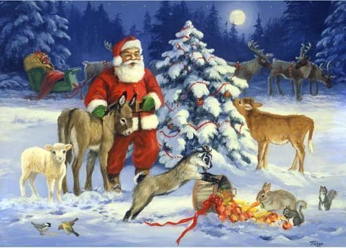 Père Noël avec les animaux 