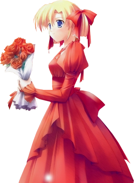 Manga fille avec un bouquet de fleurs 99