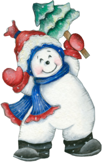 bonhomme de neige avec un sapin