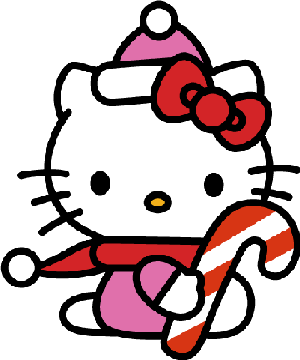 Hello Kitty avec une friandise de Noël