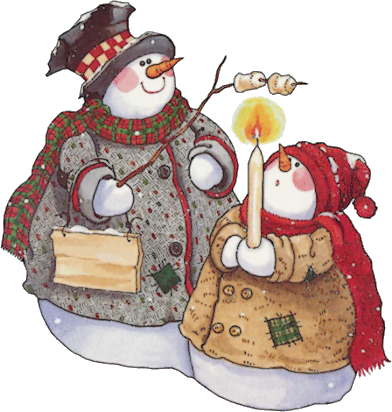 couple de bonhomme de neige avec une bougie