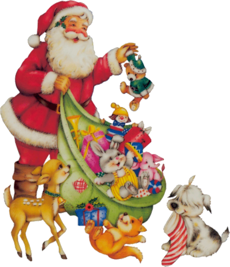 Père-Noël qui distribue les jouets