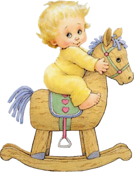 bébé sur un cheval à bascule 7