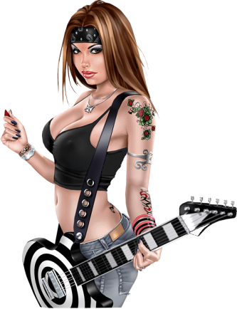 femme avec une guitare noire
