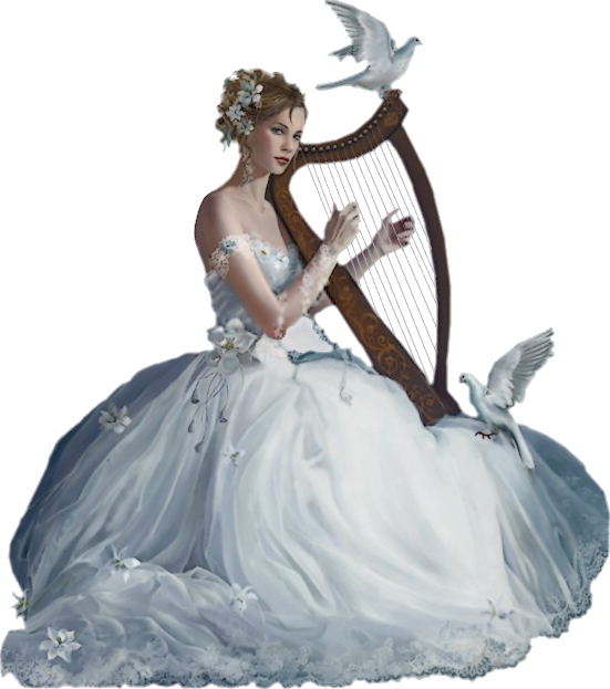 femme avec une harpe