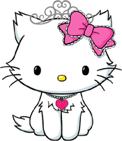 Hello Kitty avec un noeud rose et un coeur