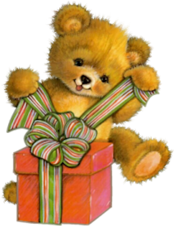 ours qui ouvre un cadeau