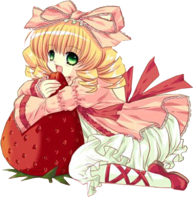 Manga fille avec une grosse fraise 111