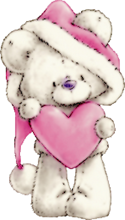 ours en tenue de Noël rose