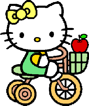 Hello Kitty  fait du vélo