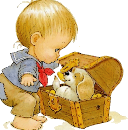garçon avec son chien dans un coffre 48