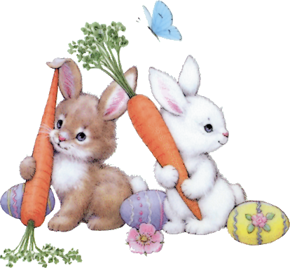 lapins avec des carottes et des oeufs