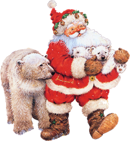 Père-Noël avec des ours polairs